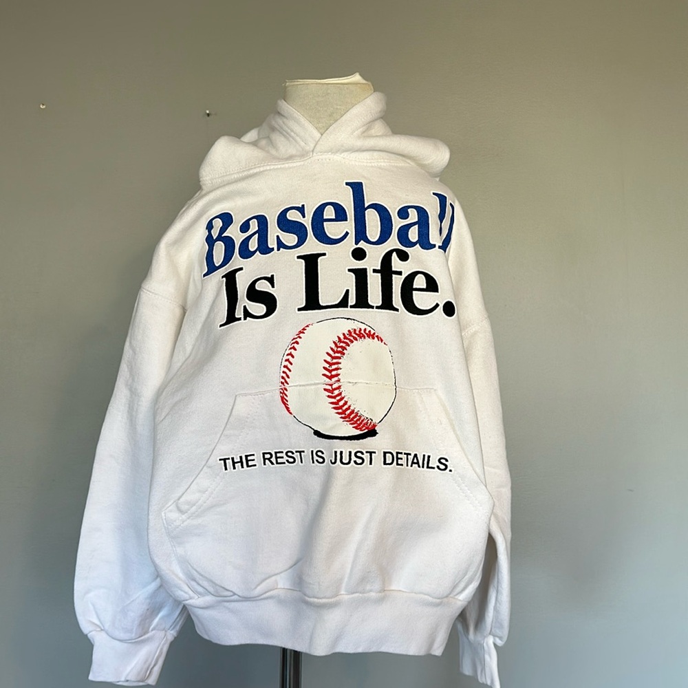 Boys Baseball is Life Sweatshirt Hoodie with Front Pocket Size Medium